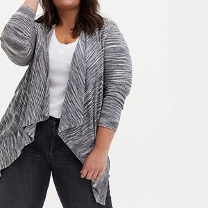 Torrid Black & White Stripe Space-Dye Cardigan 1X
